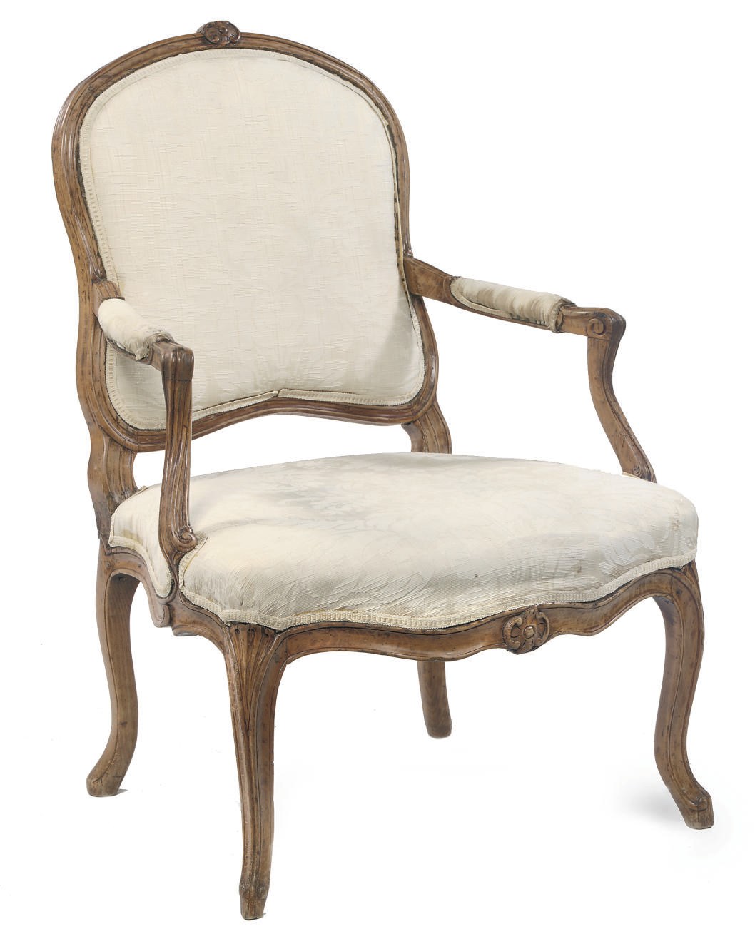 A LATE LOUIS XV BEECHWOOD FAUTEUIL