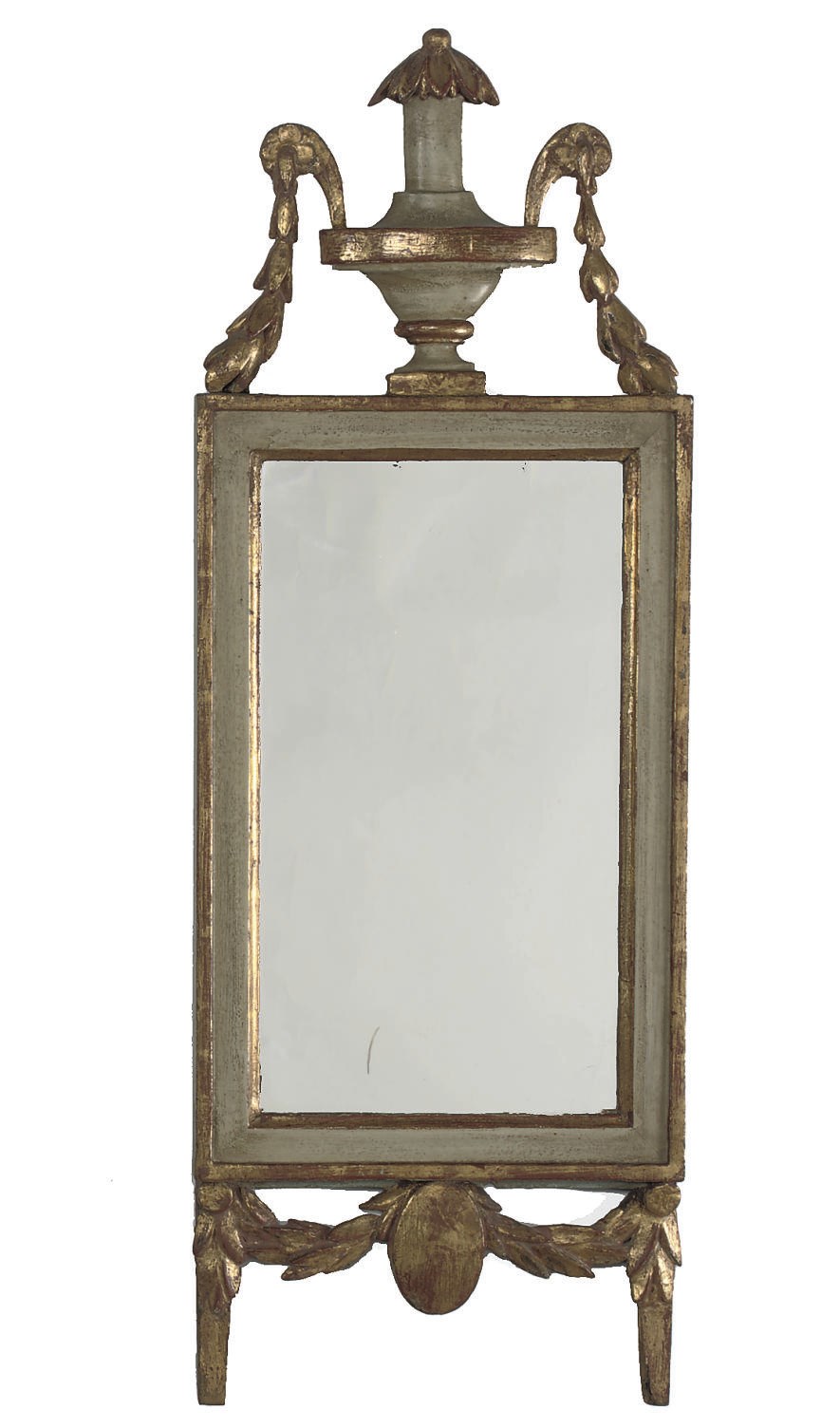 A SWEDISH PARCEL-GILT AND GREEN-PAINTED MIRROR