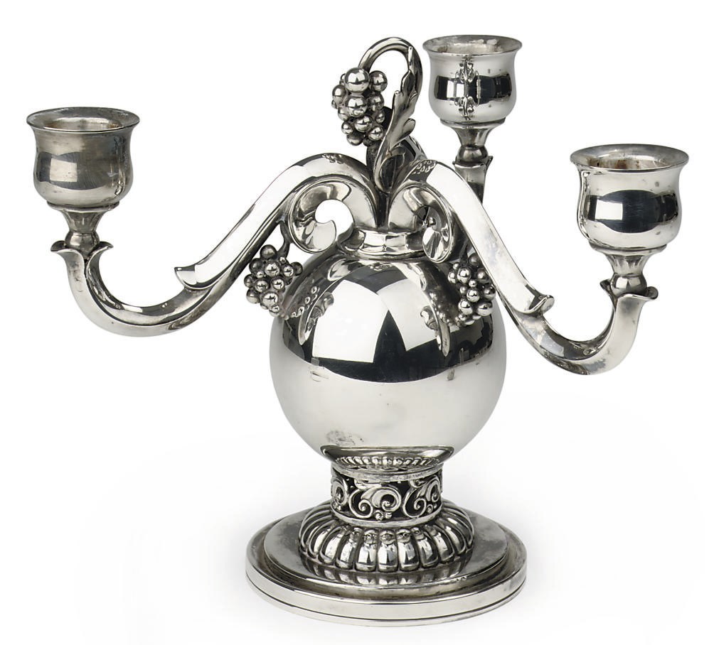 A Danish three-light candelabra