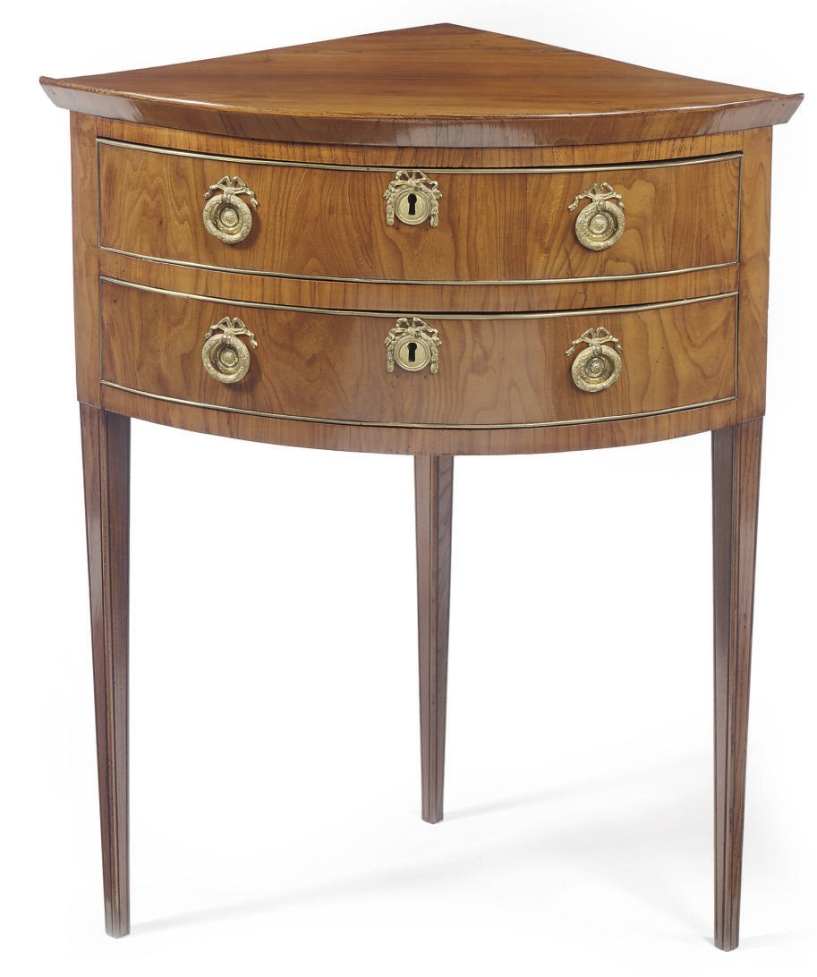 A SWEDISH ORMOLU-MOUNTED AND ELM CORNER TABLE