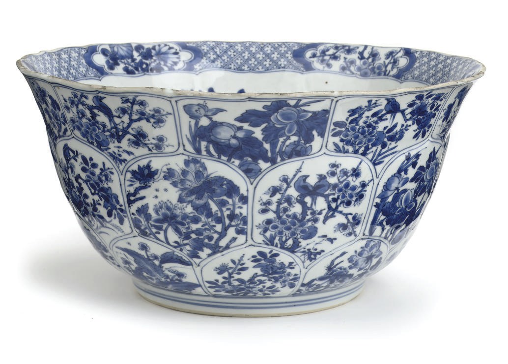 A large Chinese blue and white bowl
