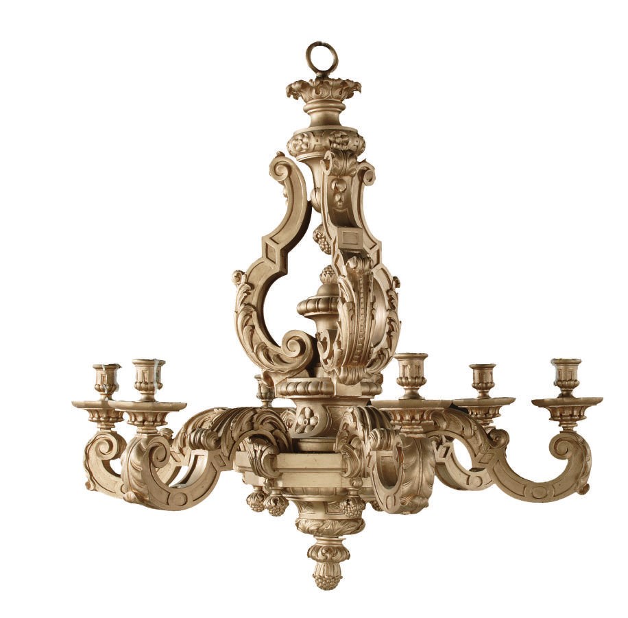 A DUTCH GILTWOOD SIX-LIGHT CHANDELIER
