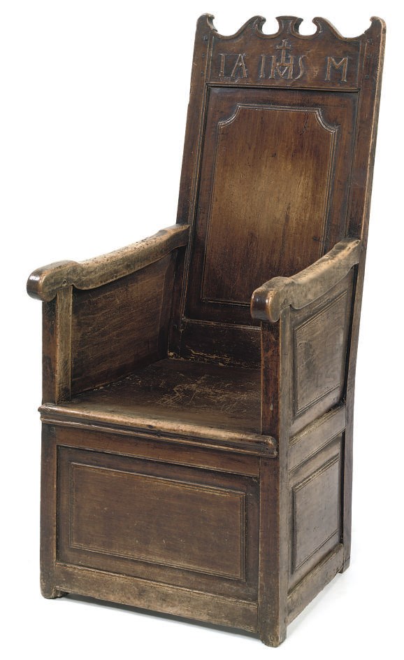 A FRENCH WALNUT HIGH-BACK CHAIR