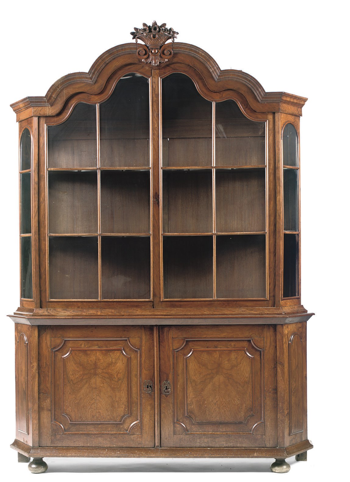 A DUTCH WALNUT DISPLAY CABINET