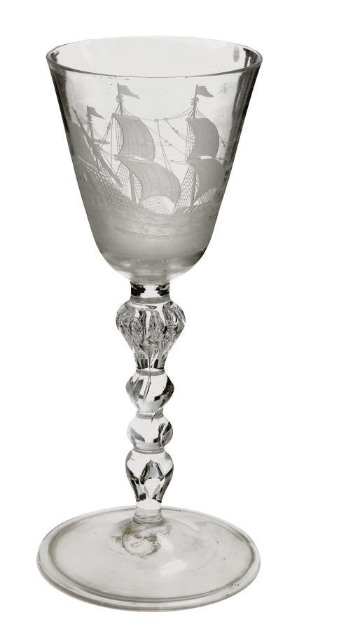 A Dutch-engraved light-baluster goblet