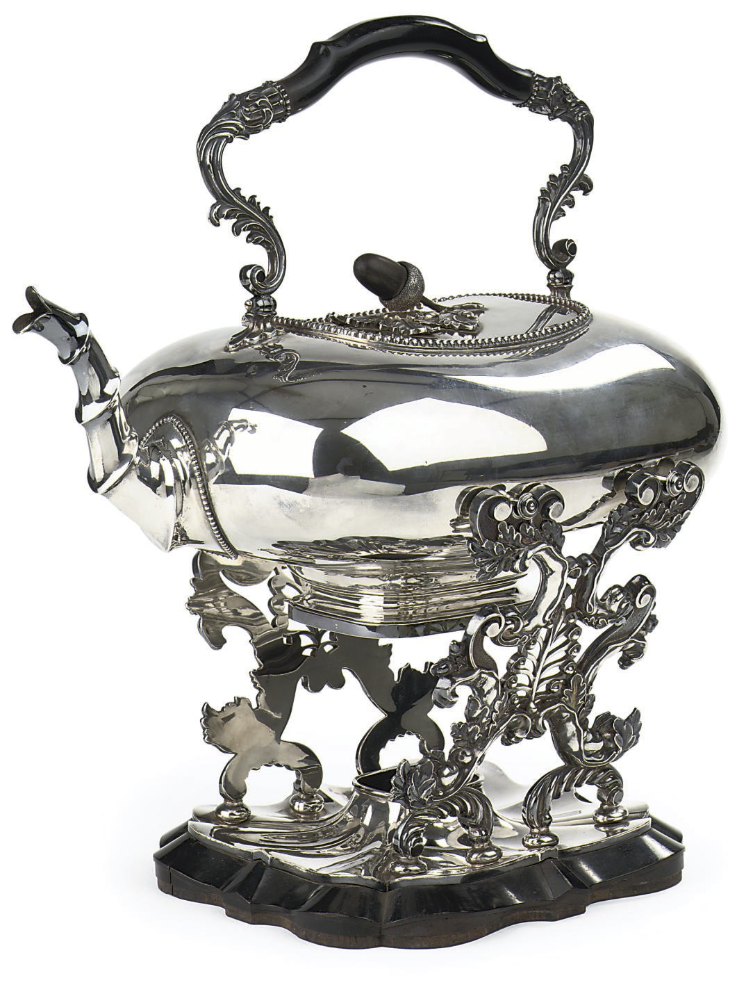 A Dutch silver tea-kettle and stand