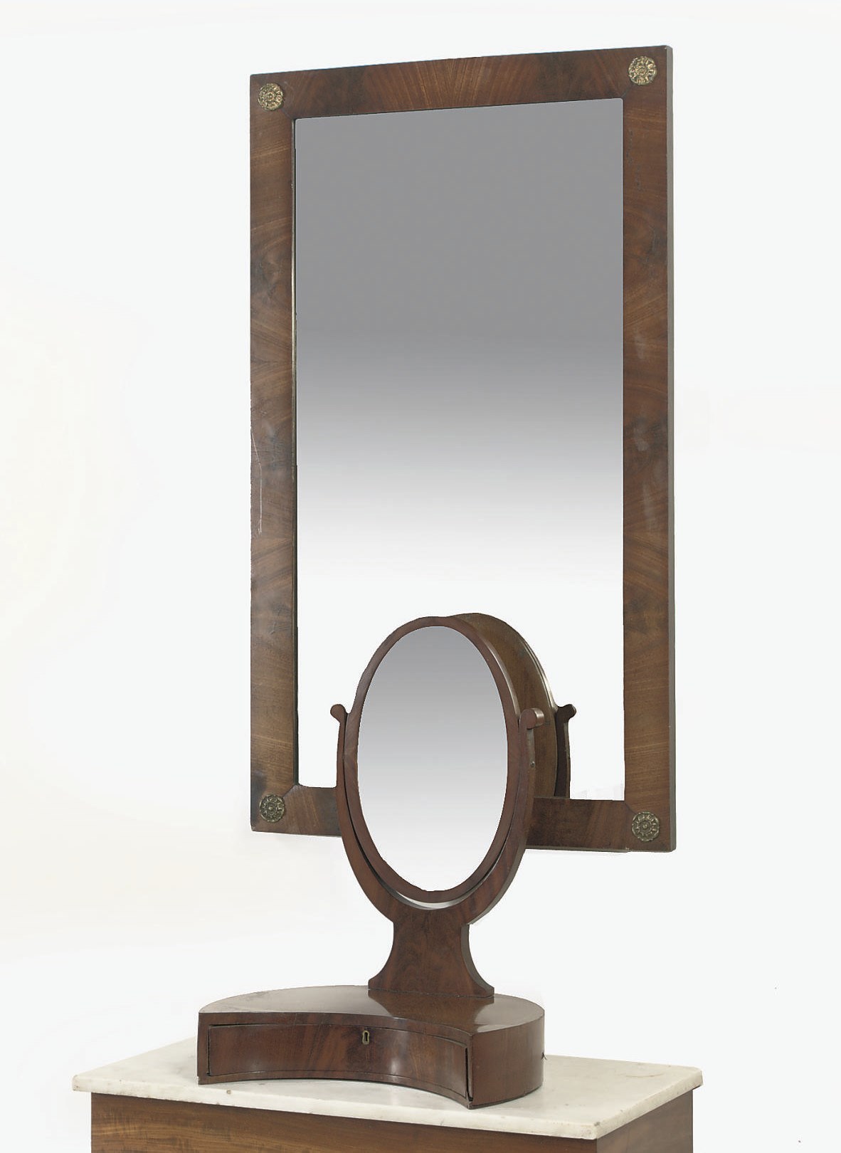 A DUTCH MAHOGANY TOILET MIRROR