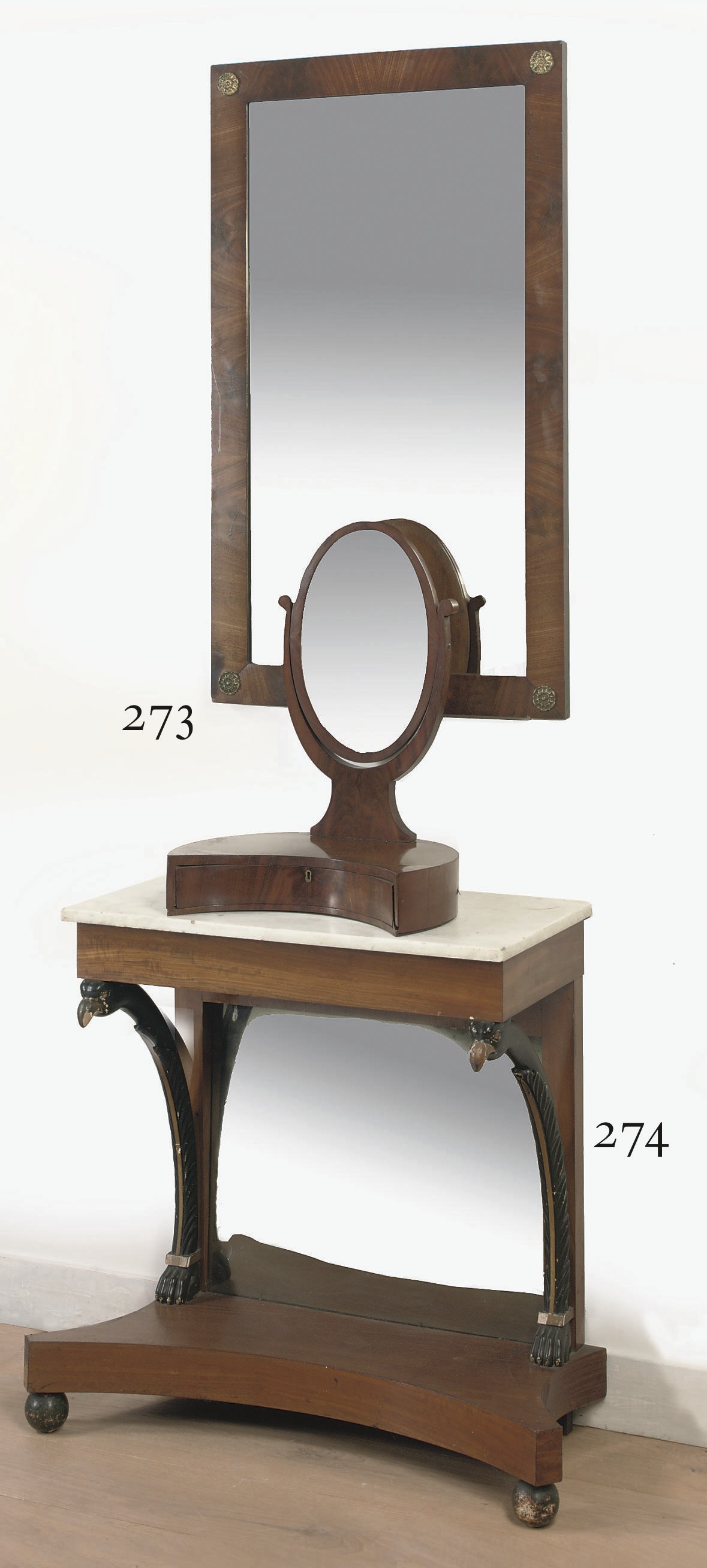 A DUTCH PARCEL-GILT, BRONZED AND MAHOGANY CONSOLE TABLE