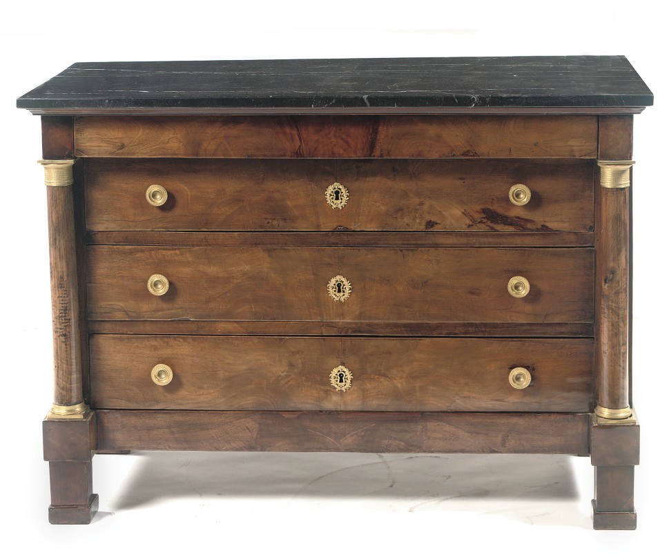 AN EMPIRE ORMOLU-MOUNTED MAHOGANY COMMODE