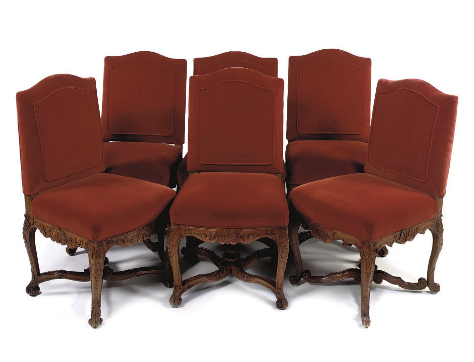 A MATCHED SET OF REGENCE WALNUT SIDE CHAIRS