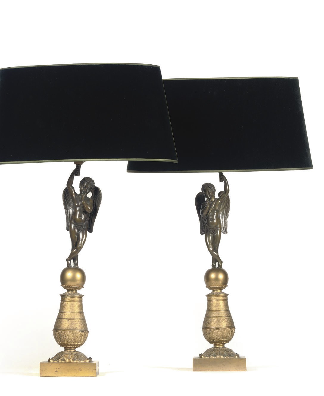 A PAIR OF LOUIS-PHILIPPE ORMOLU AND PATINATED BRONZE CANDELABRA