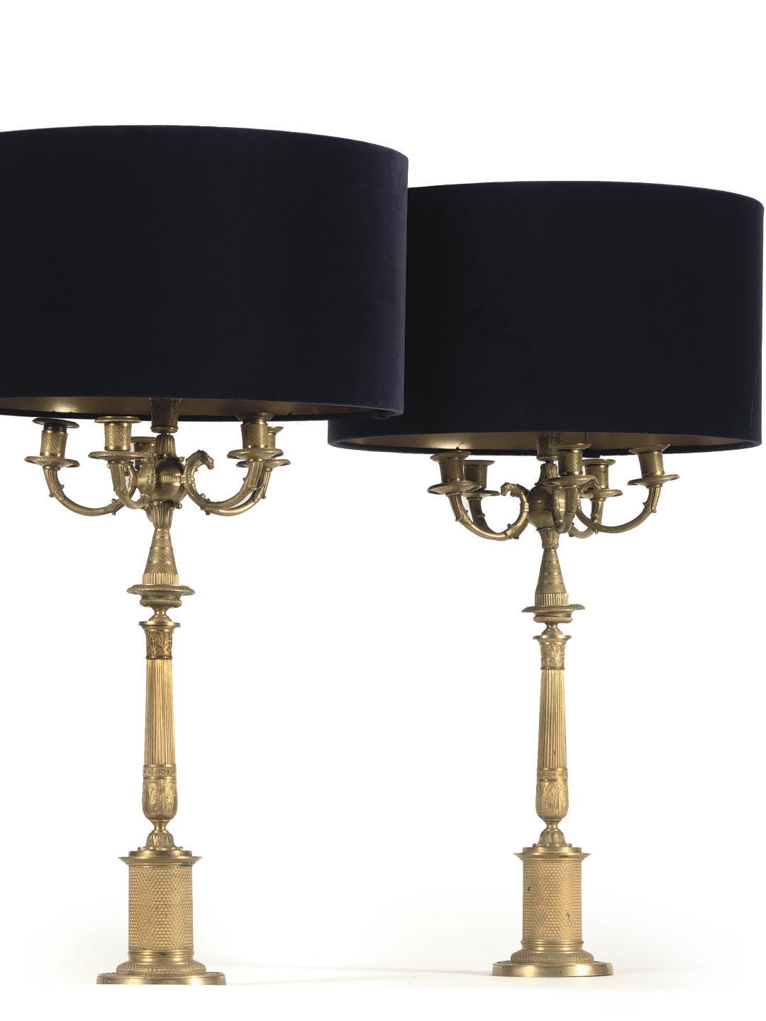 A PAIR OF FRENCH ORMOLU SIX-LIGHT CANDELABRA