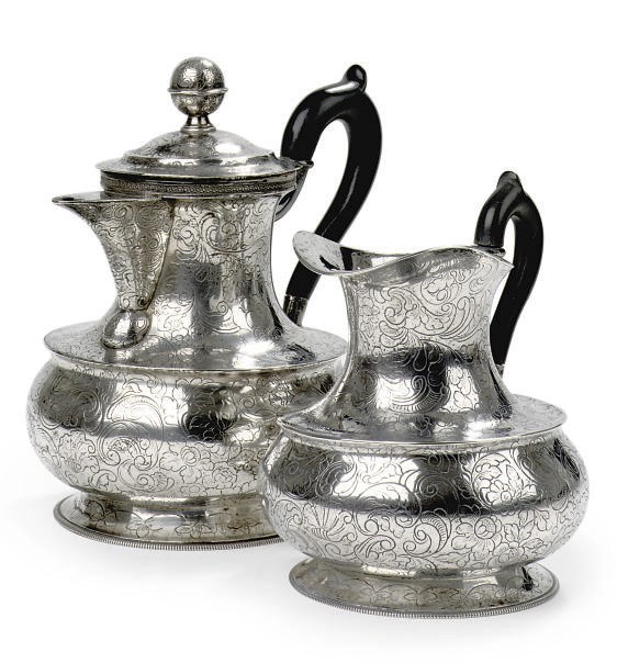 An Austrian silver coffee-pot and milk-jug