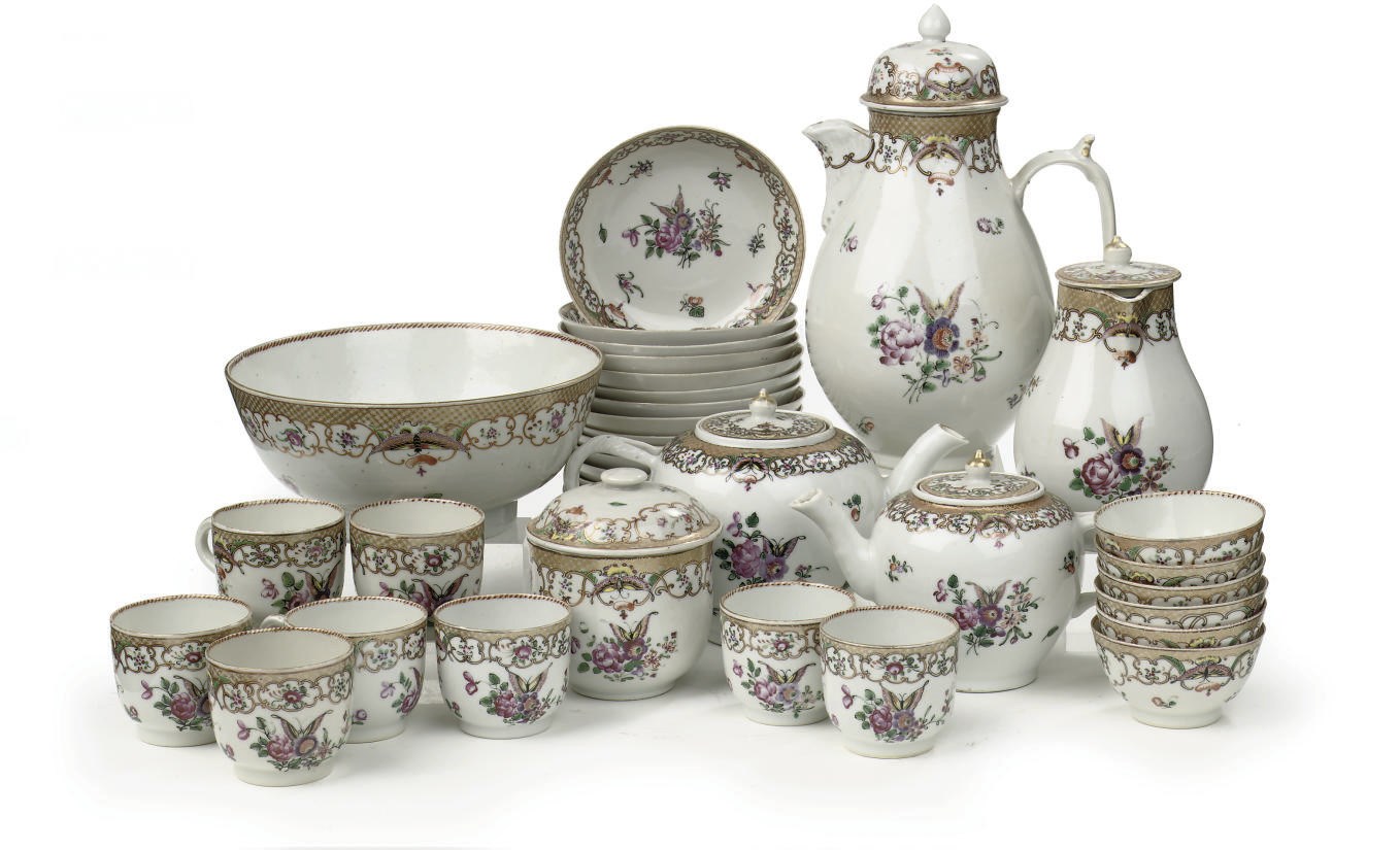 A Chinese famille rose part tea and coffee service