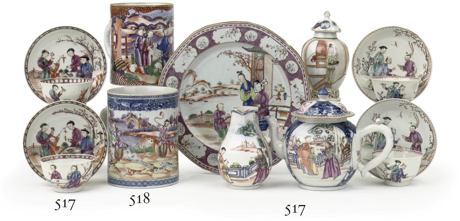 A Chinese famille rose 'hunting' tankard