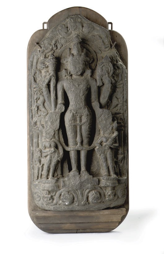 A Northeast Indian, Pala style, phyllite stone stele with Vishnu