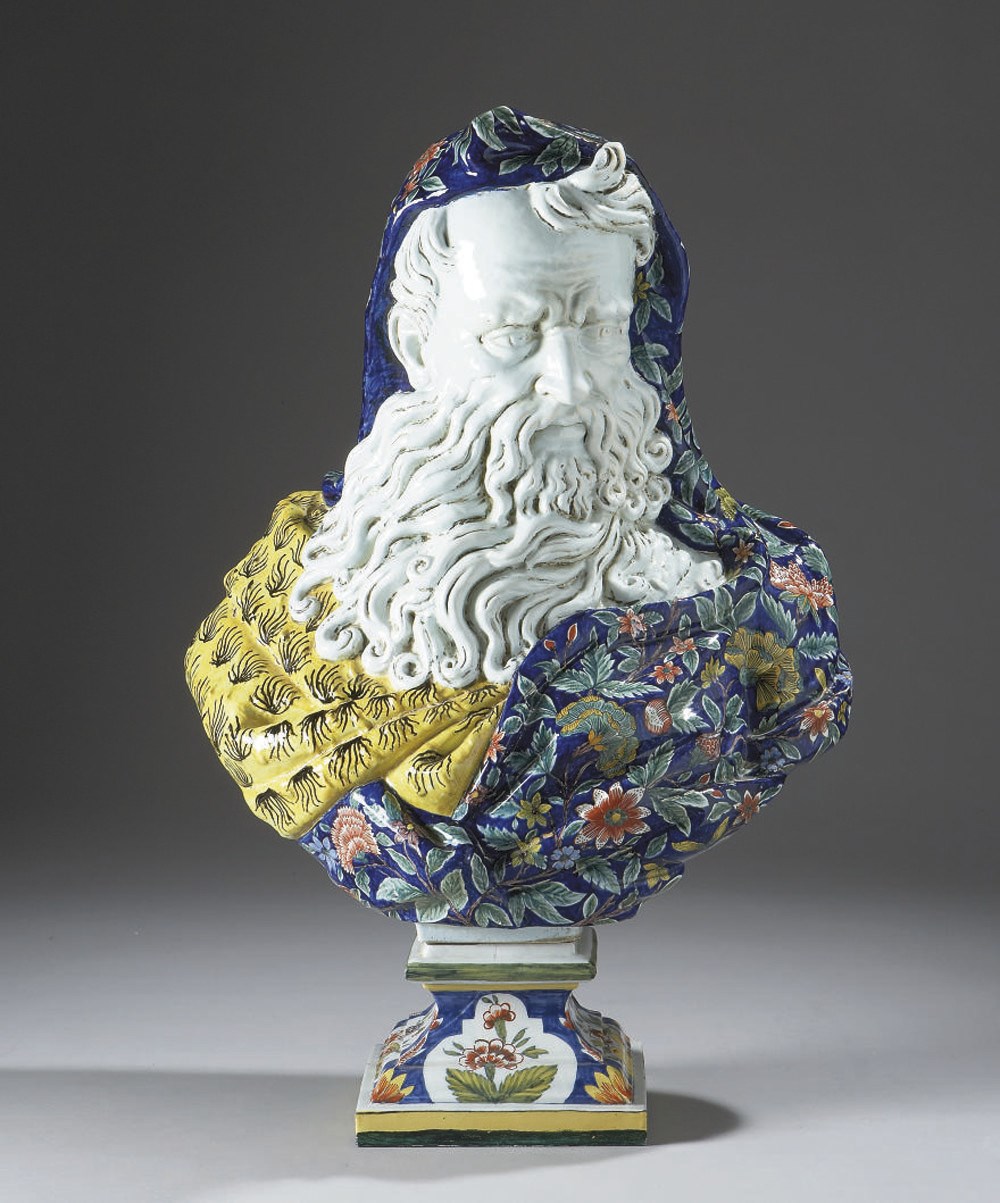 BUSTE EN FAIENCE DU XIXEME SIECLE, PROBABLEMENT SAMSON A PARIS