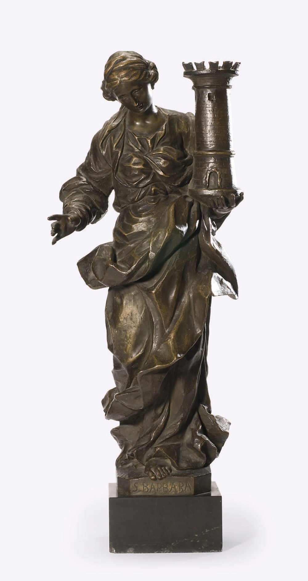 FIGURE DE SAINTE BARBE EN BRONZE