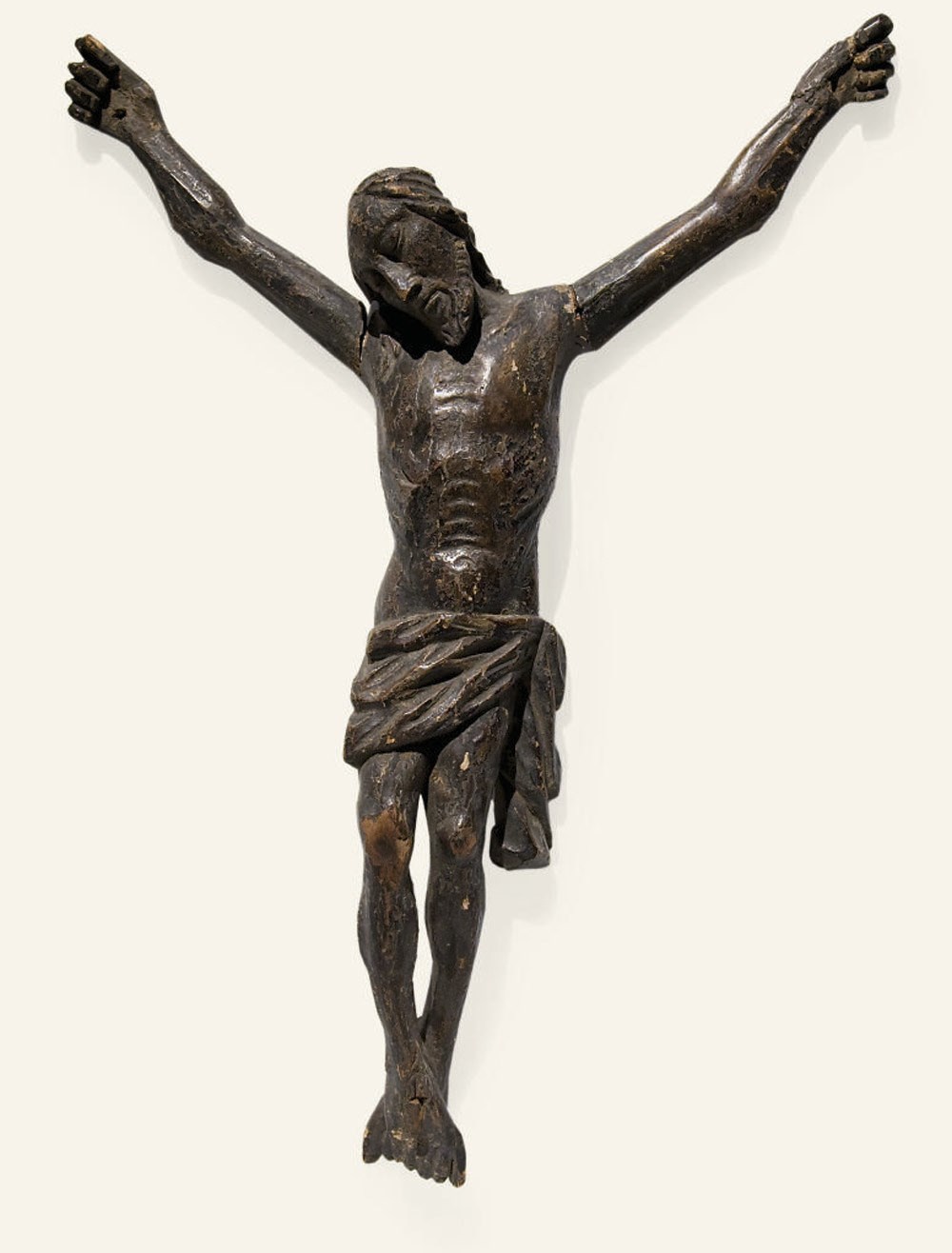 FIGURE DE CHRIST EN BOIS SCULPTE ET PEINT POLYCHROME