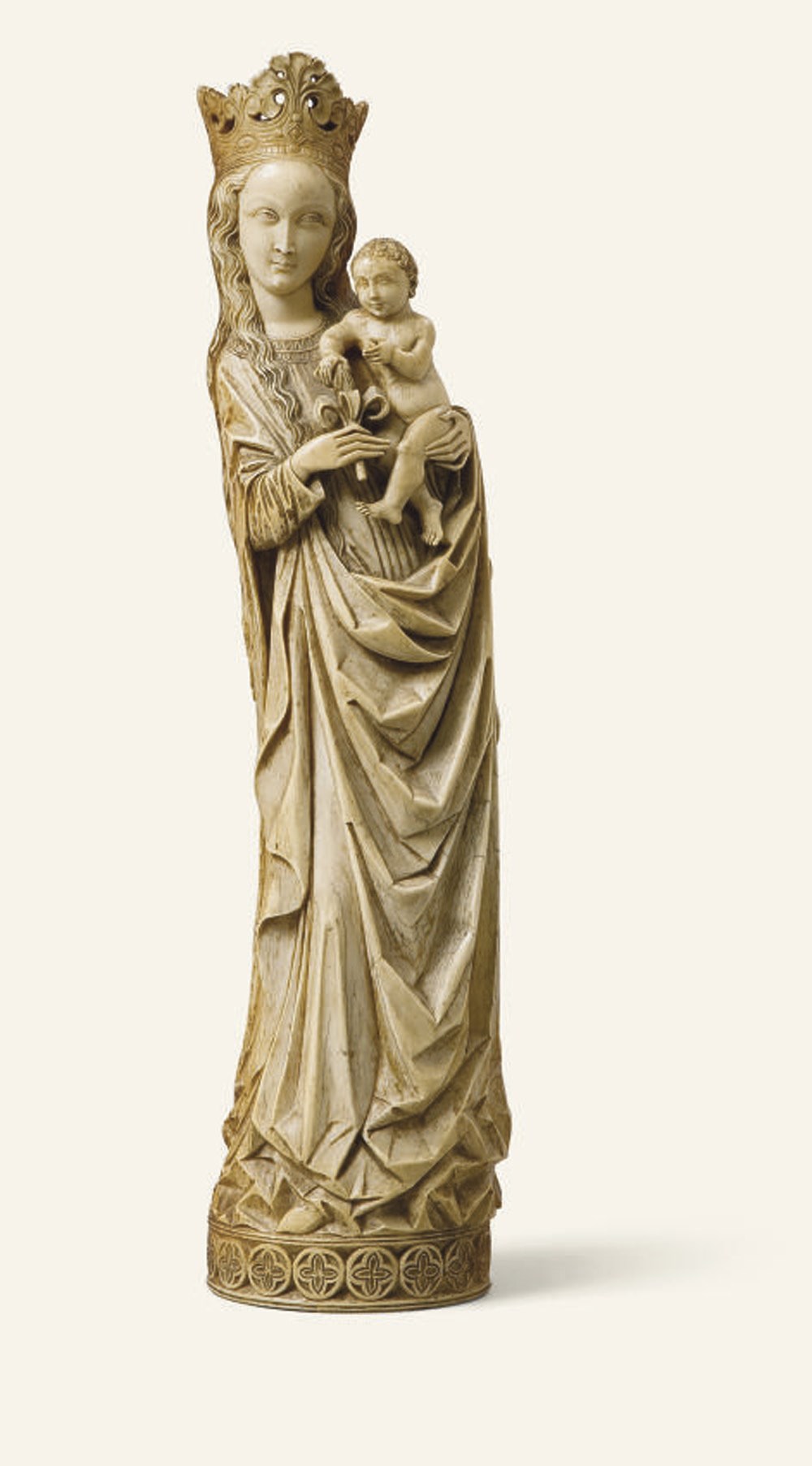 VIERGE A L'ENFANT EN IVOIRE SCULPTE