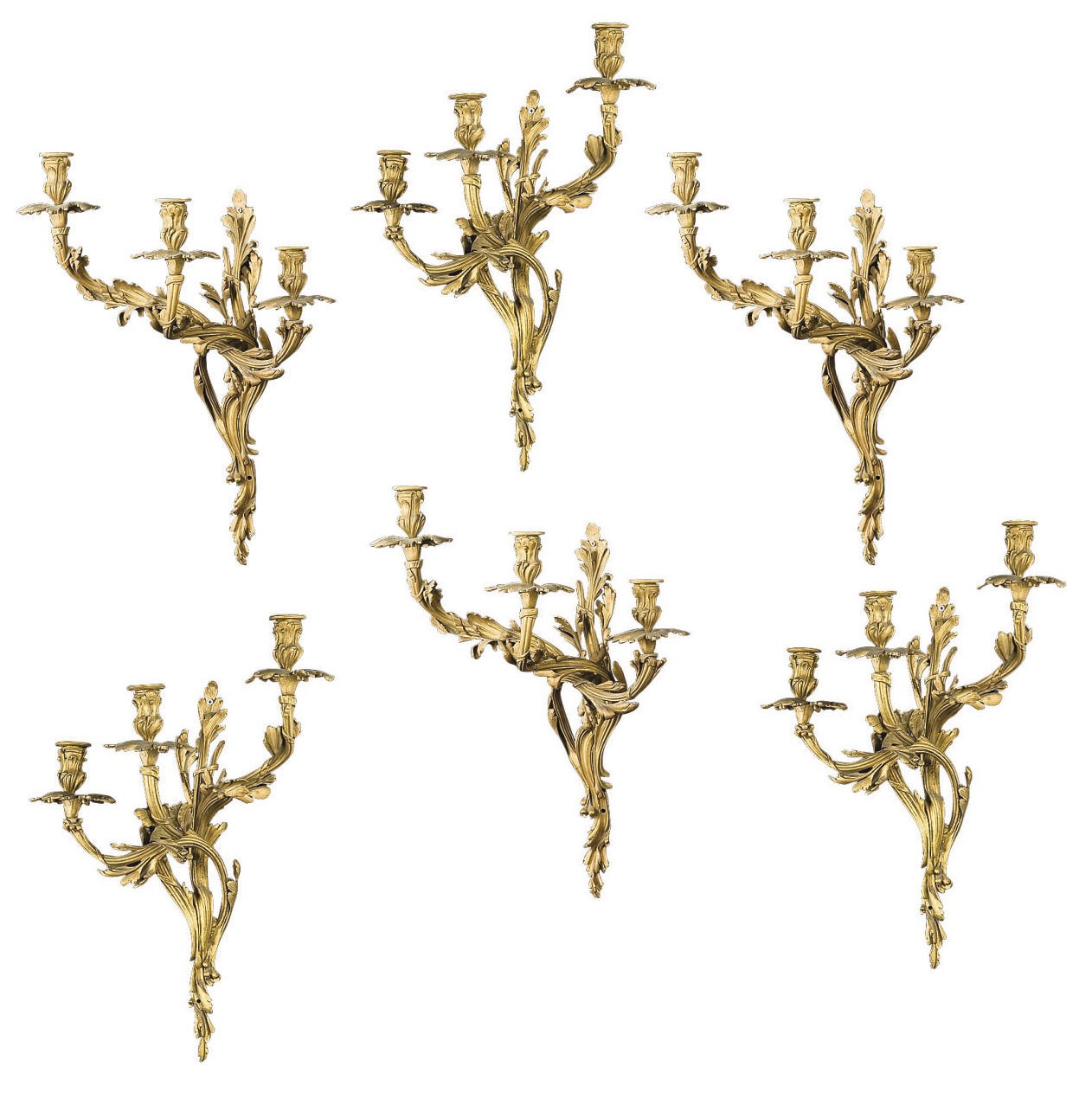 SUITE DE SIX APPLIQUES DE STYLE LOUIS XV