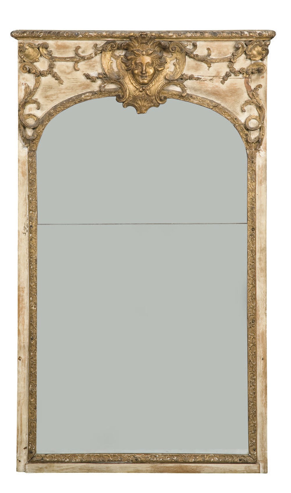 MIROIR DE TRUMEAU DE STYLE REGENCE, COMPOSE D'ELEMENTS ANCIENS