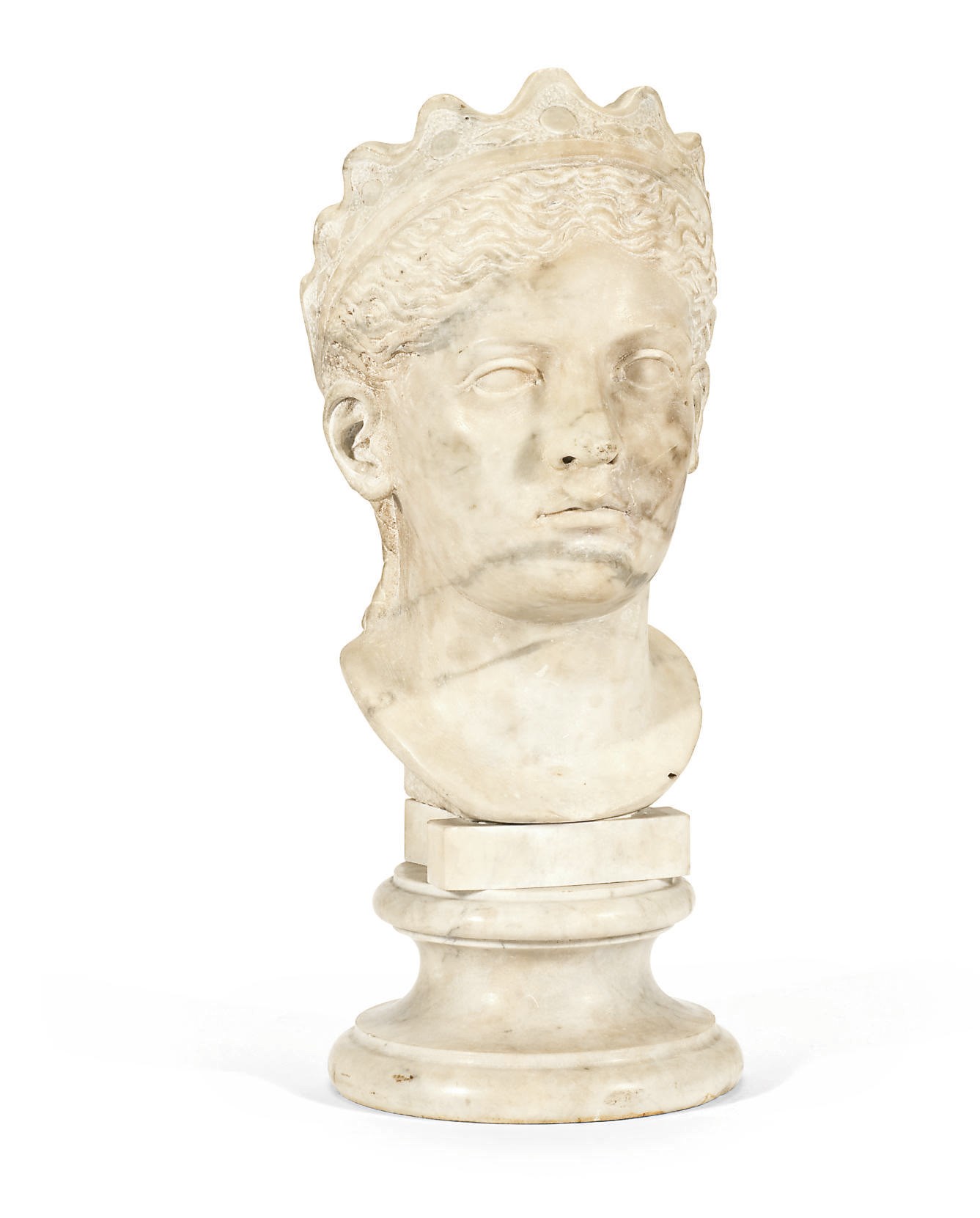 BUSTE EN MARBRE BLANC VEINE D'UNE FIGURE ALLEGORIQUE