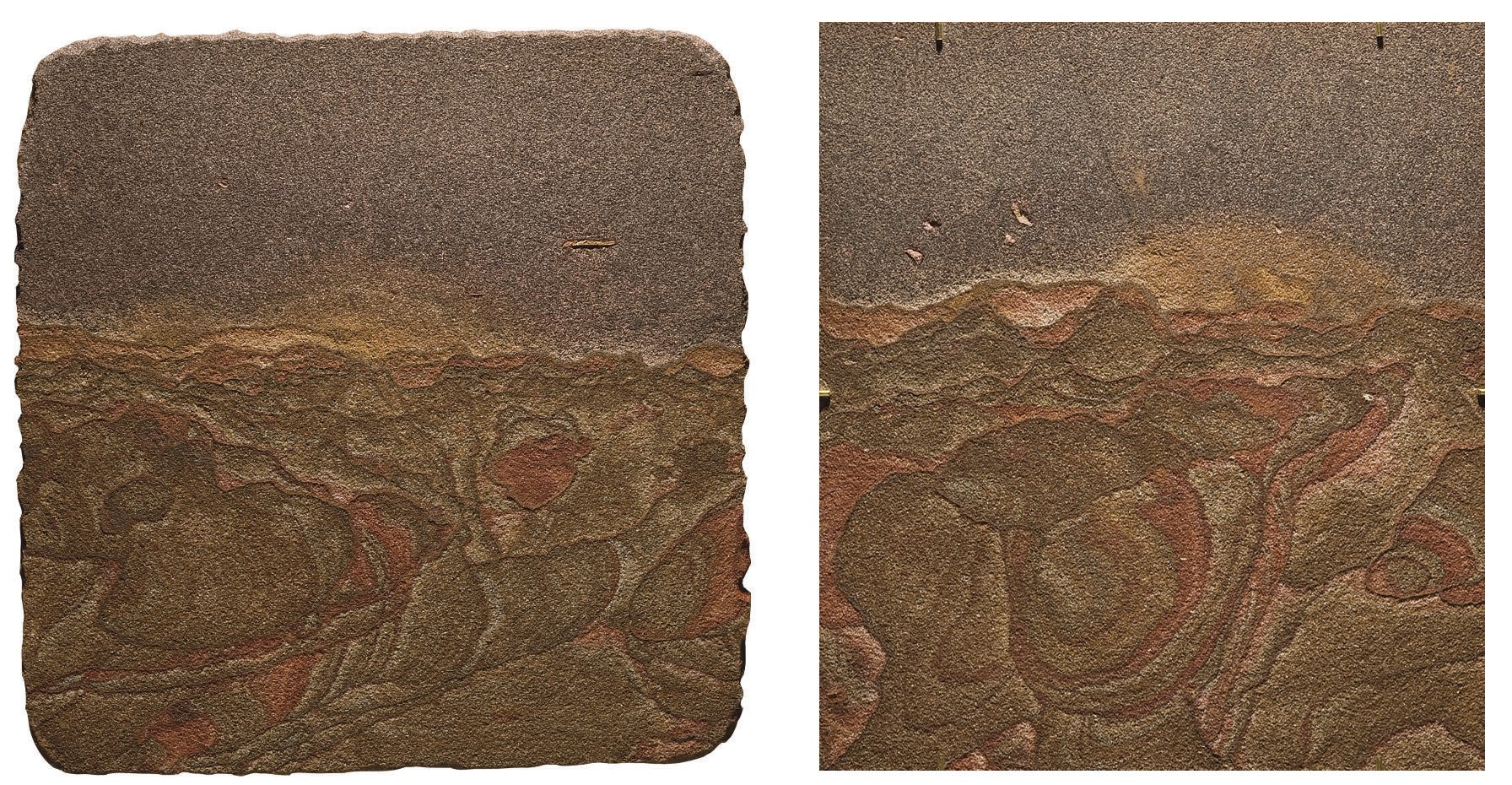 DEUX PLAQUES DE GRES NATUREL