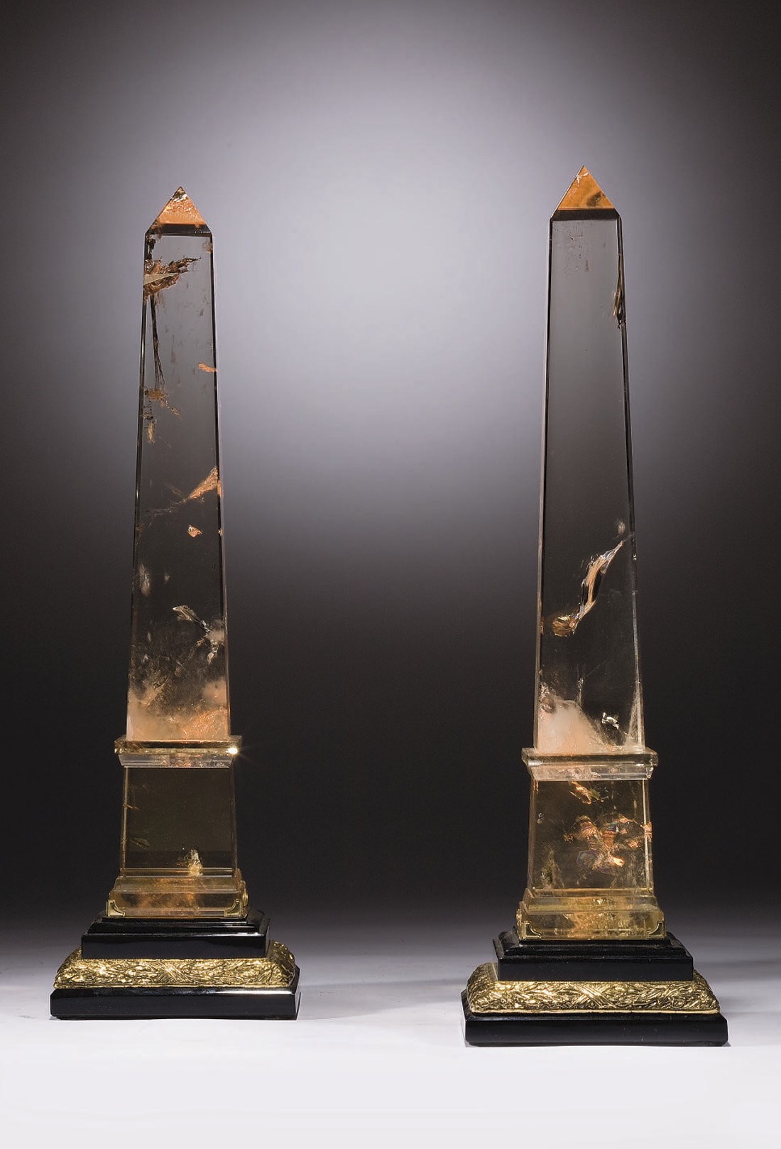 PAIRE D'OBELISQUES EN CITRINE