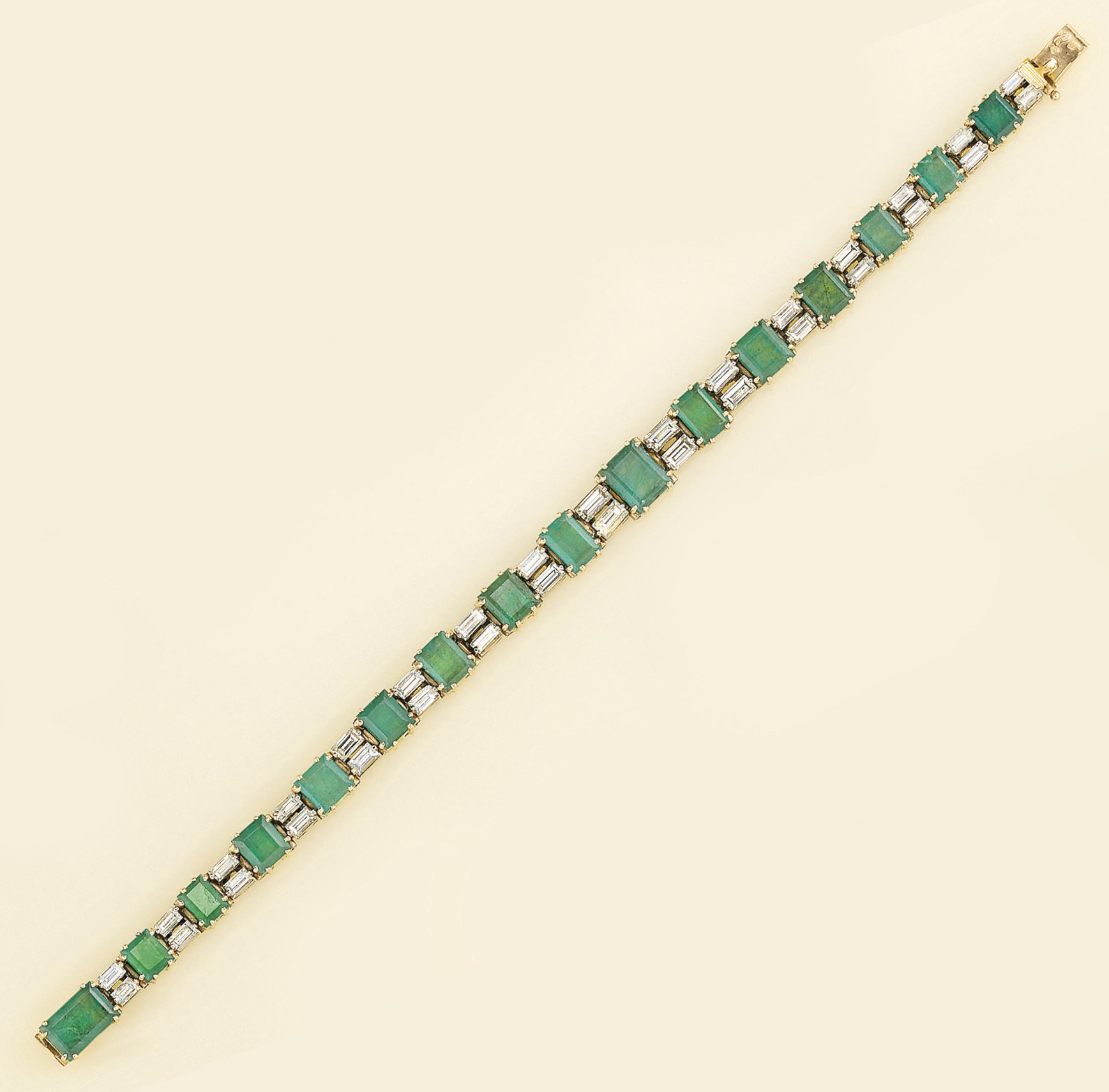 An emerald and diamond bracelet