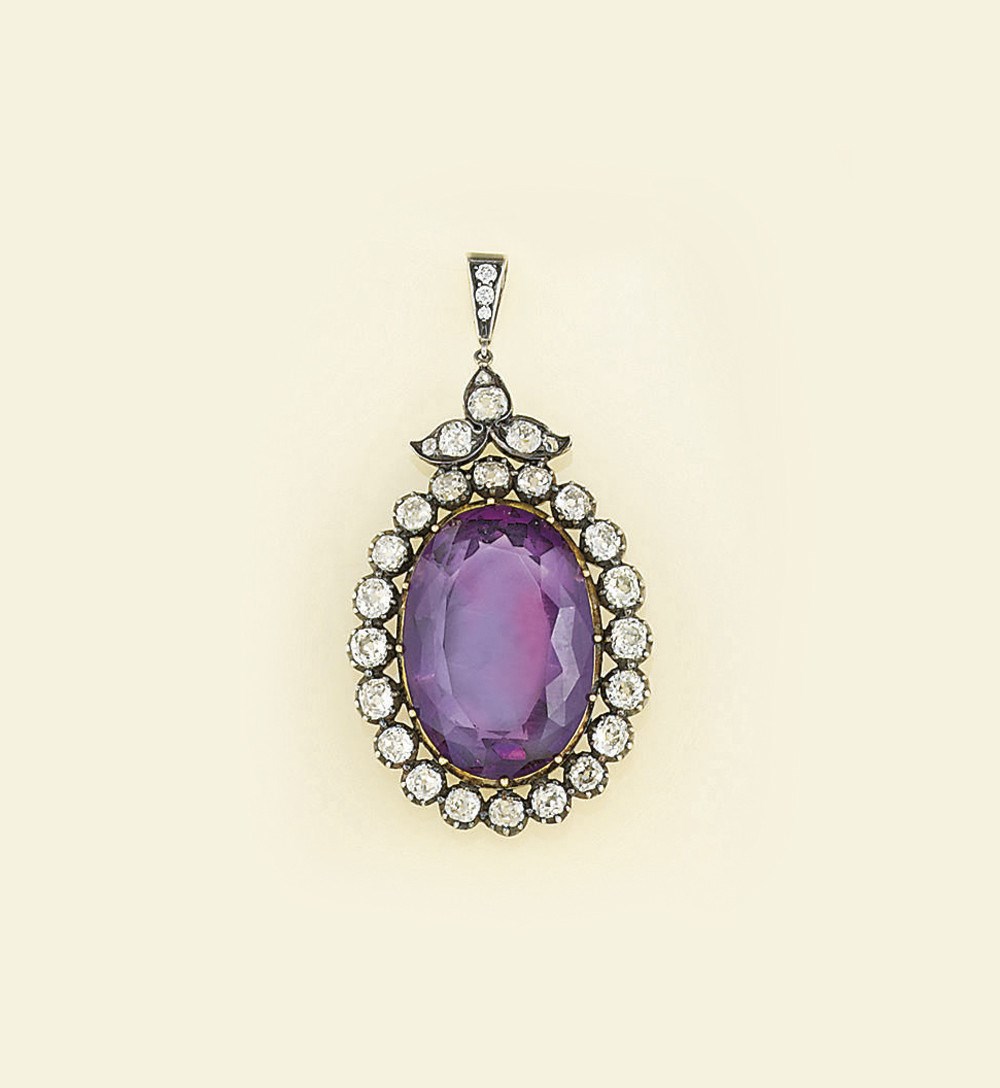 A Victorian amethyst and diamond pendant