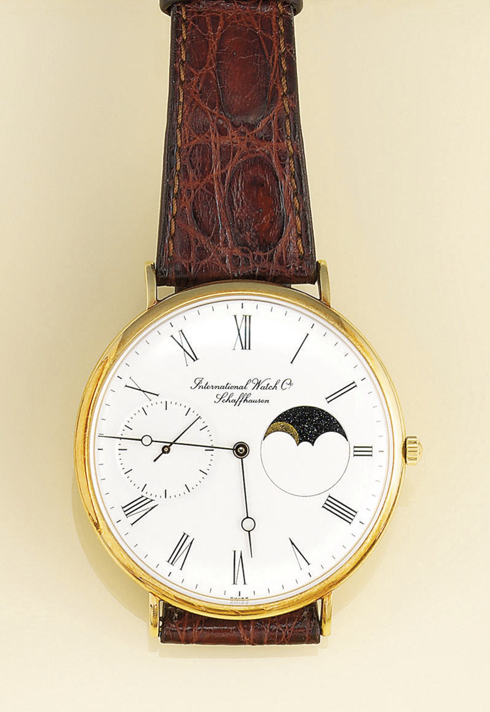 A large 18ct. gold moonphase wristwatch, by International Watch Co.