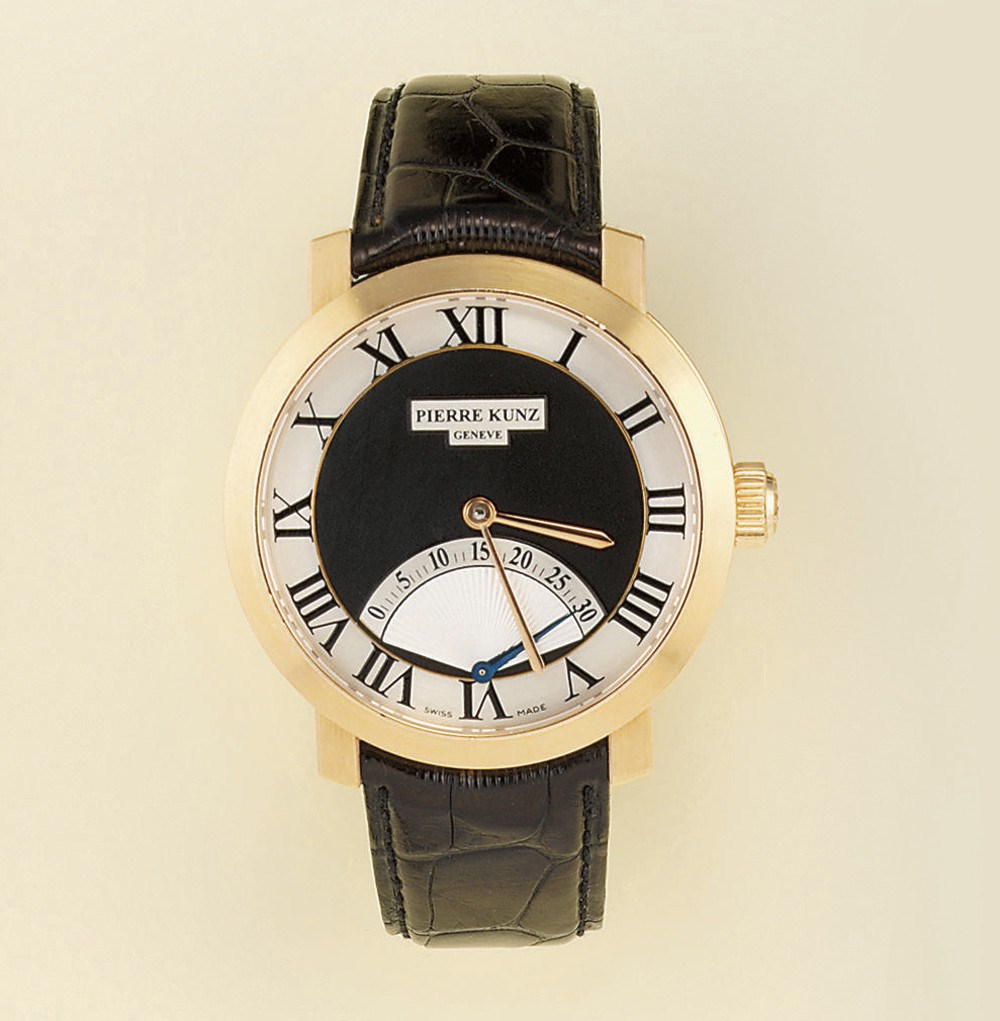 An 18ct. gold automatic retrograde seconds wristwatch, by Pierre Kunz