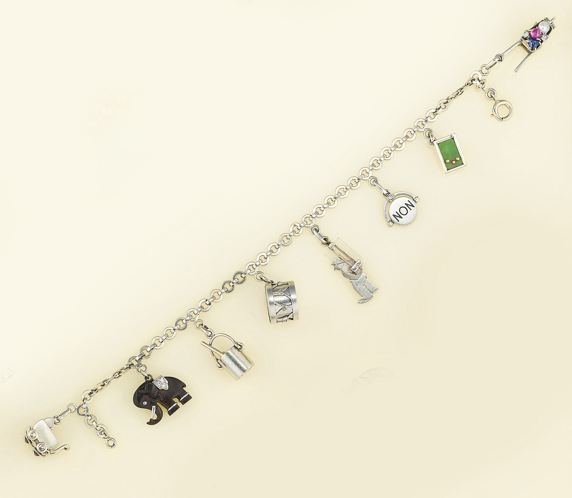 A platinum Charm bracelet
