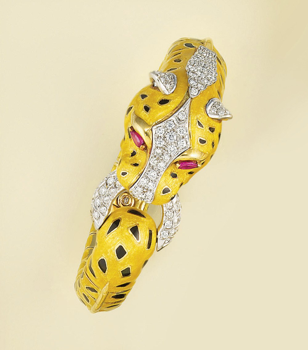An enamel, diamond and sapphire bangle, by Frascarolo