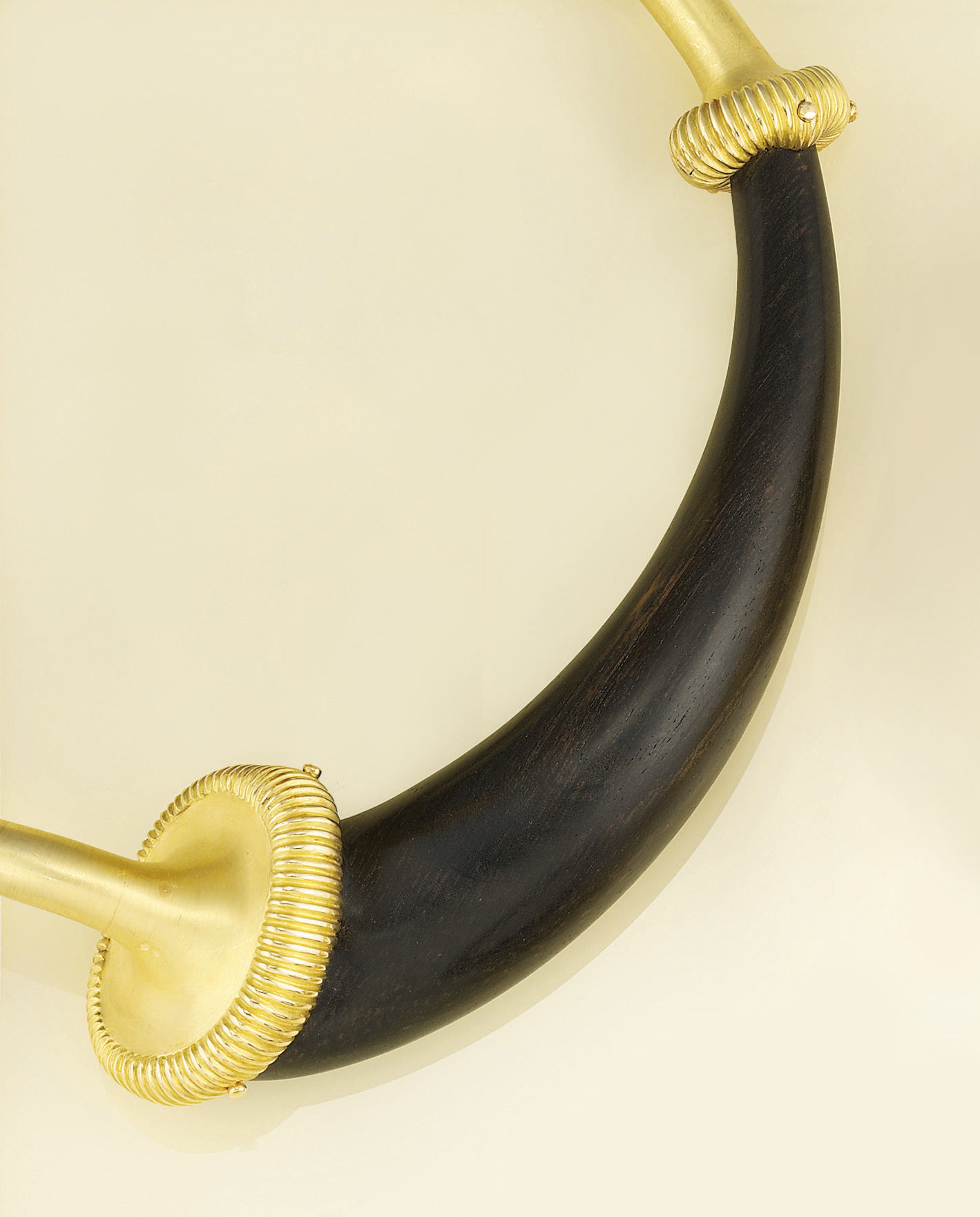 A wood set collar necklace