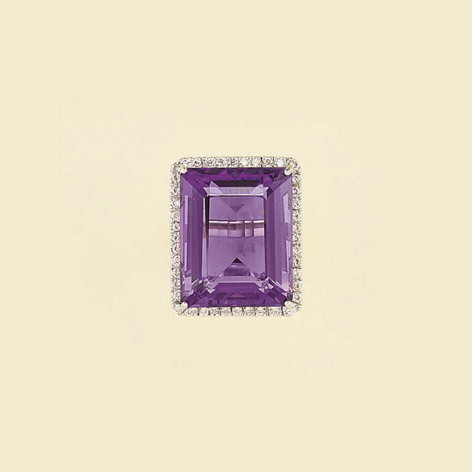 An amethyst and diamond ring
