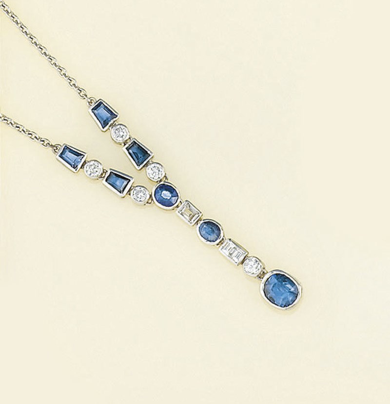 A sapphire and diamond pendant
