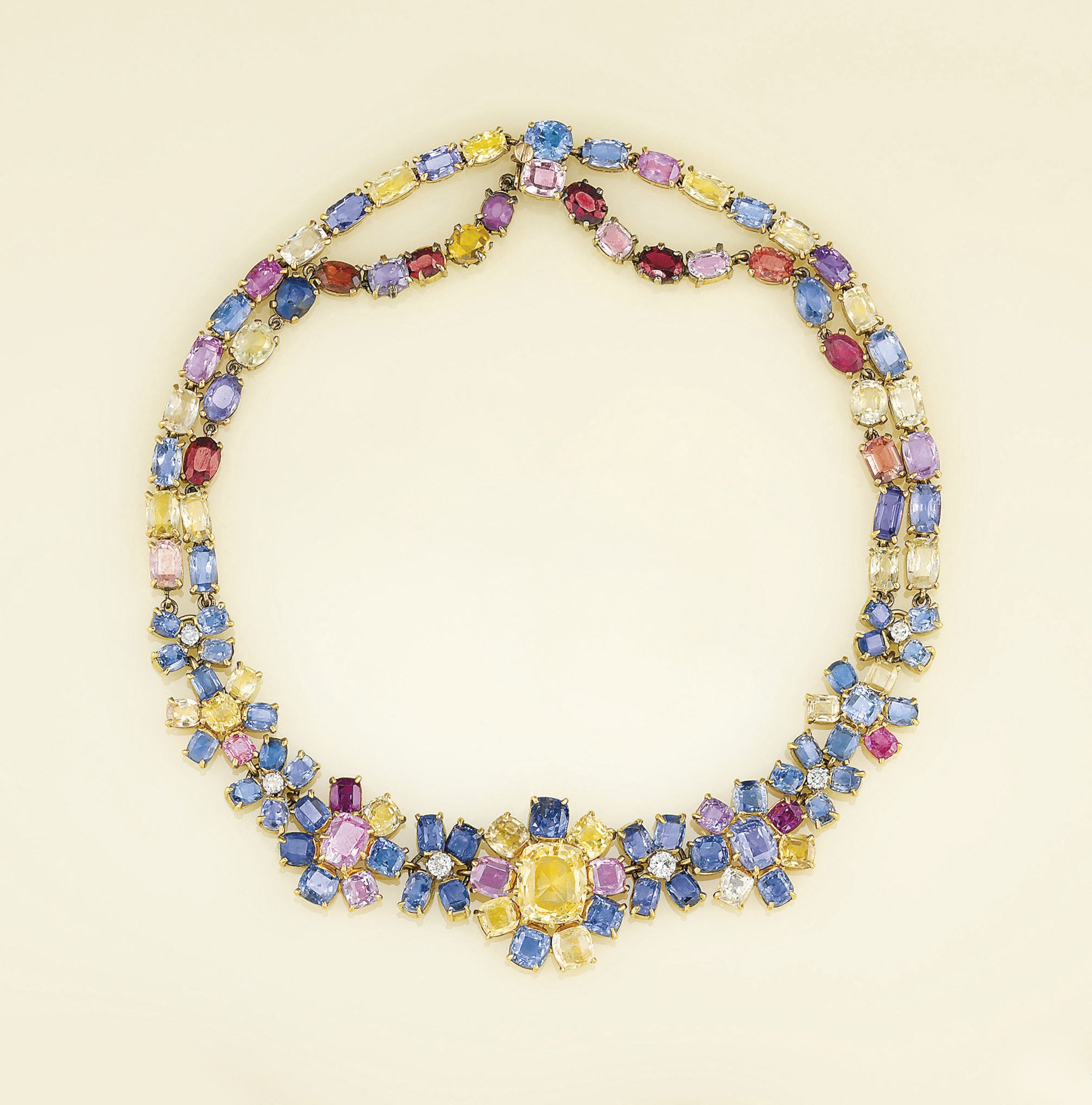 A sapphire and diamond necklace