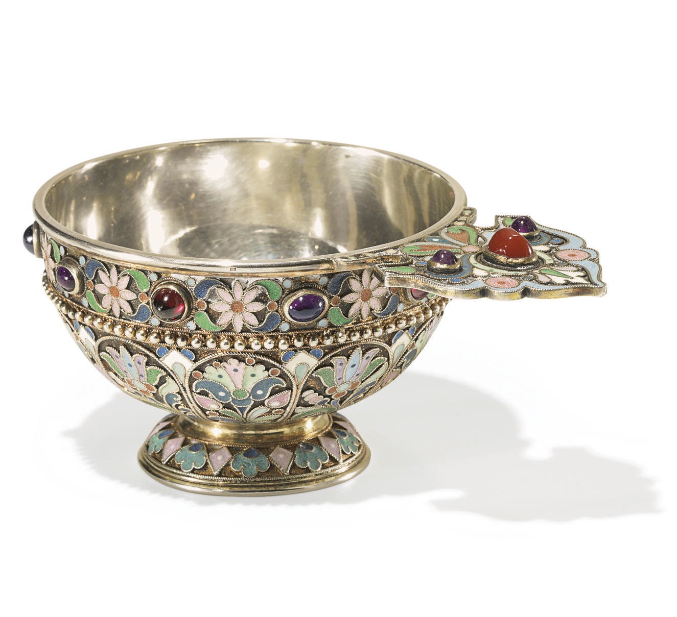 A Parcel-Gilt Silver and Cloisonné Enamel Charka