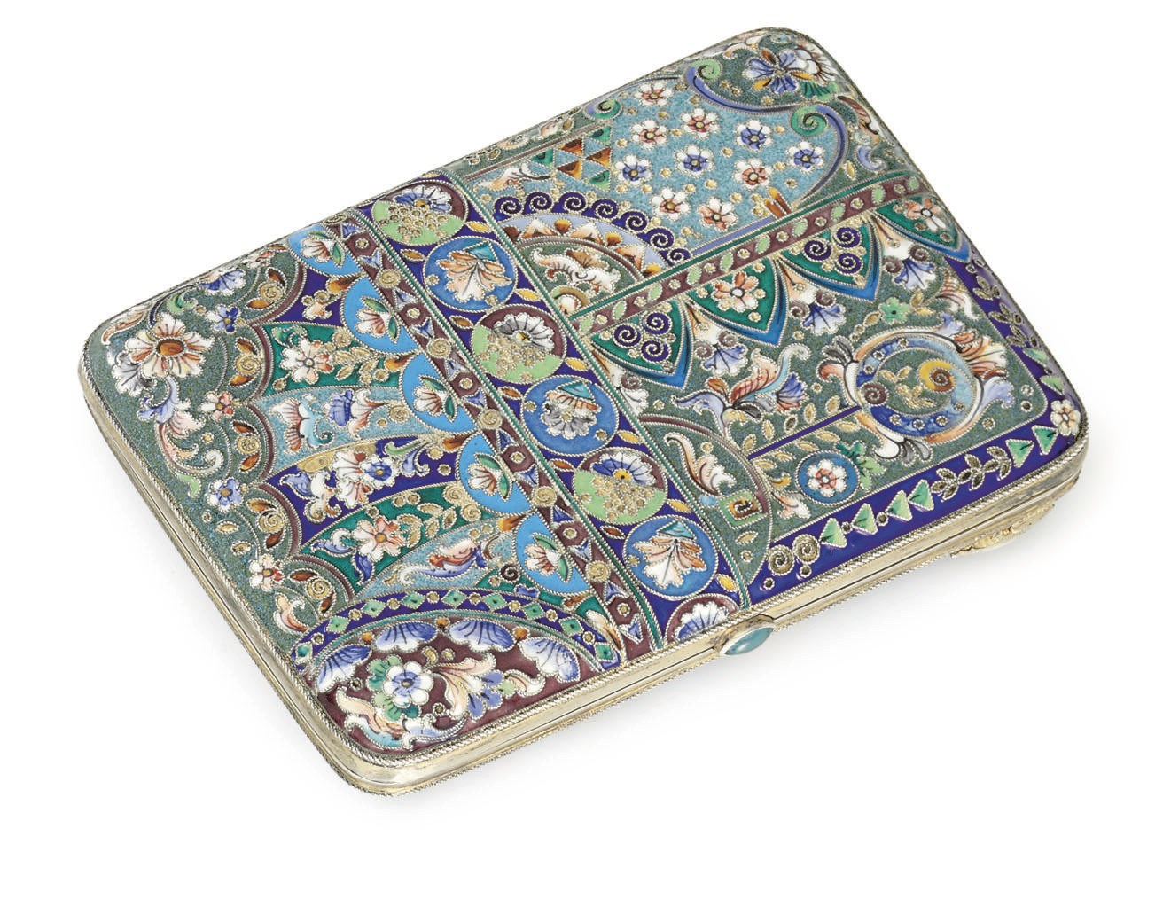 A Silver-Gilt and Cloisonné Enamel Cigarette Case