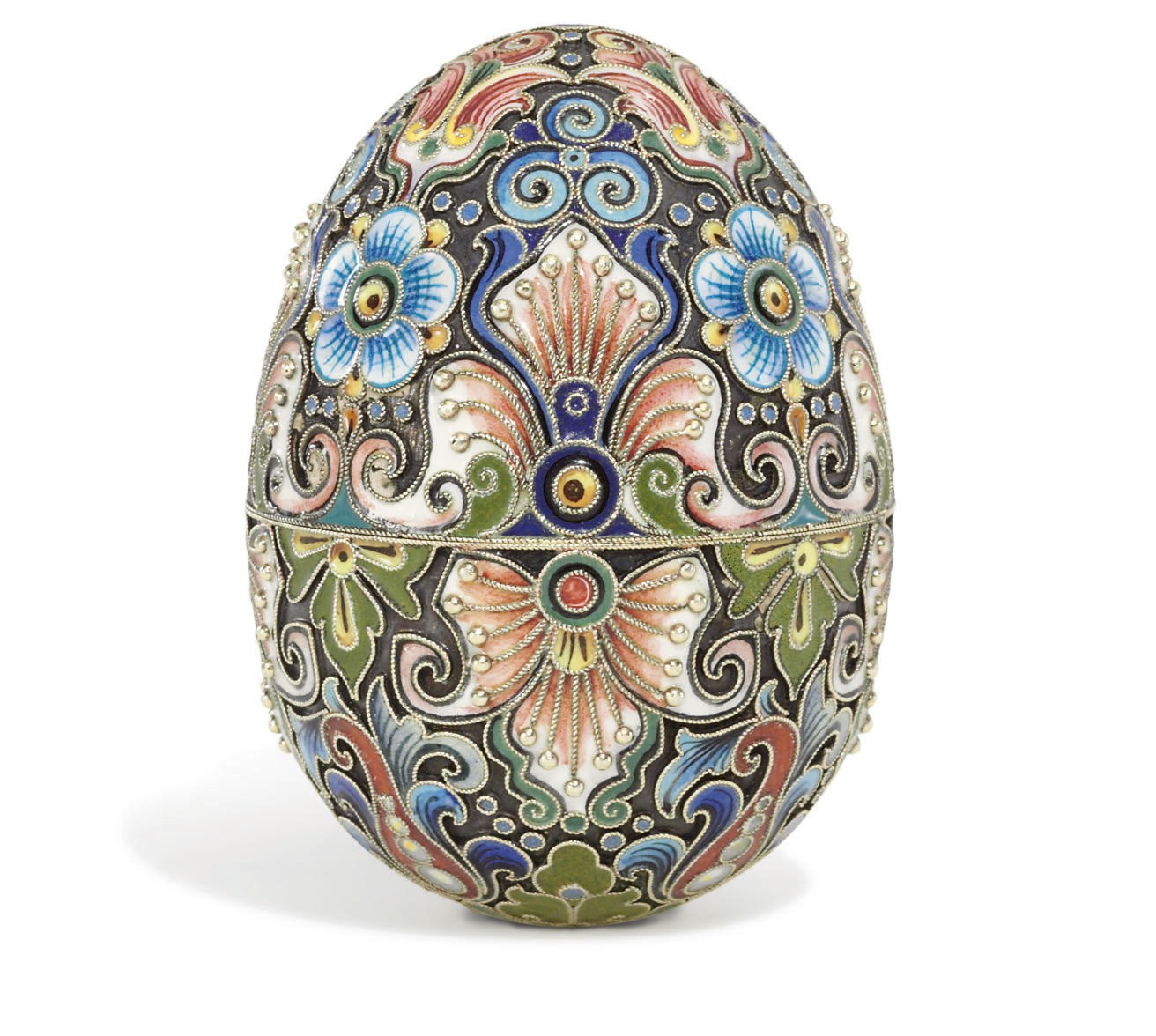 A Silver-Gilt and Cloisonné Enamel Easter Egg