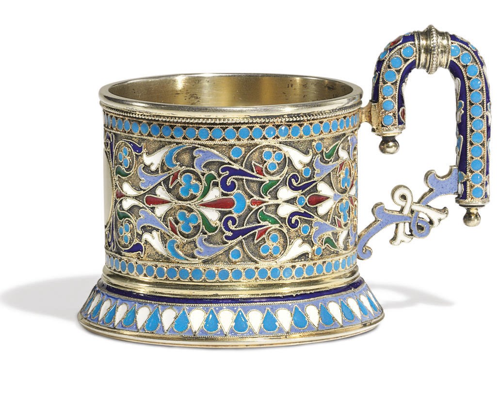 A Silver-Gilt and Cloisonné Enamel Small Tea Glass Holder