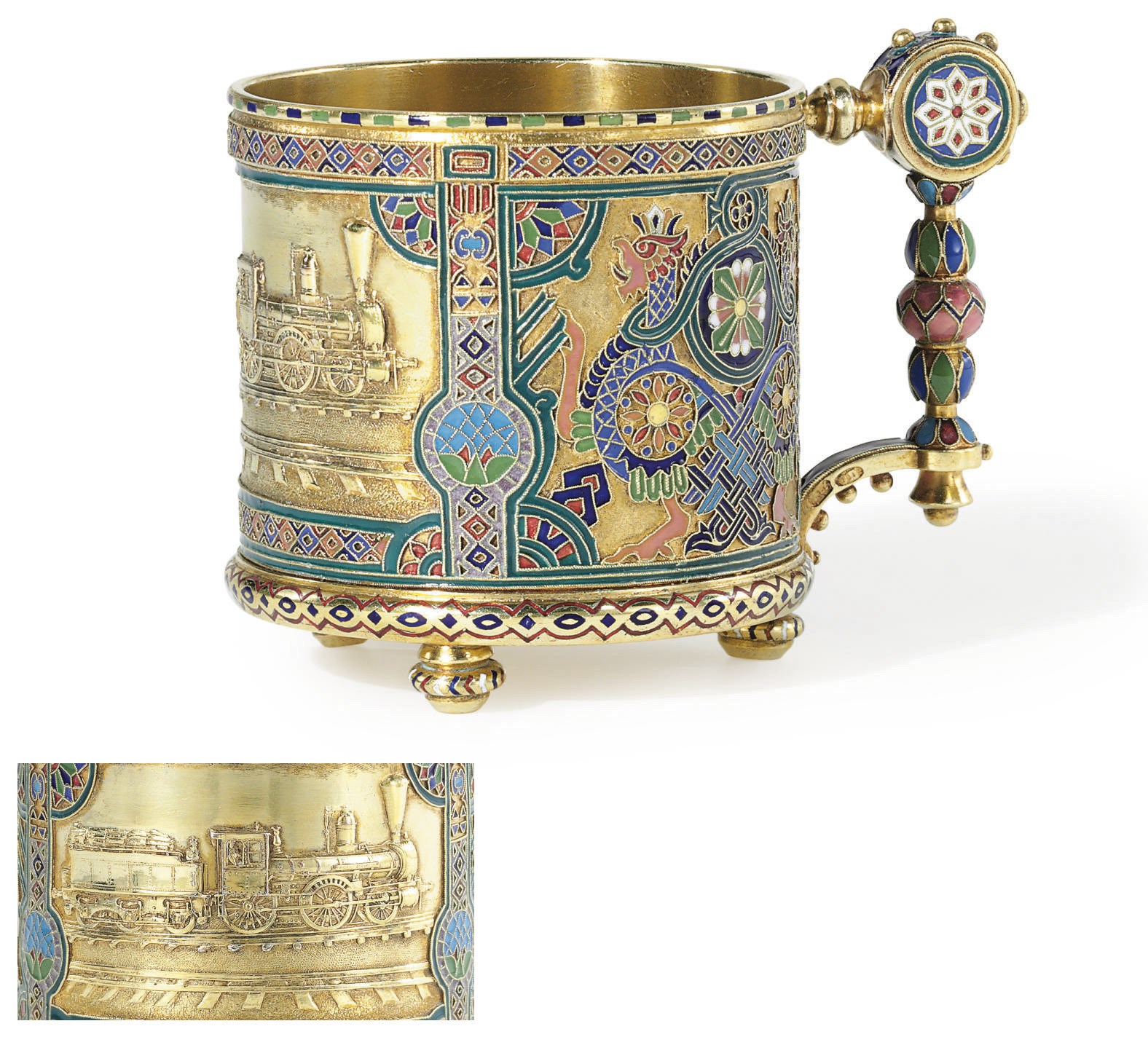 A Silver-Gilt and Cloisonné Enamel Tea Glass Holder