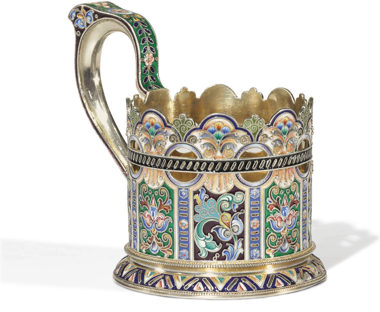 A Silver-Gilt and Cloisonné Enamel Tea Glass Holder