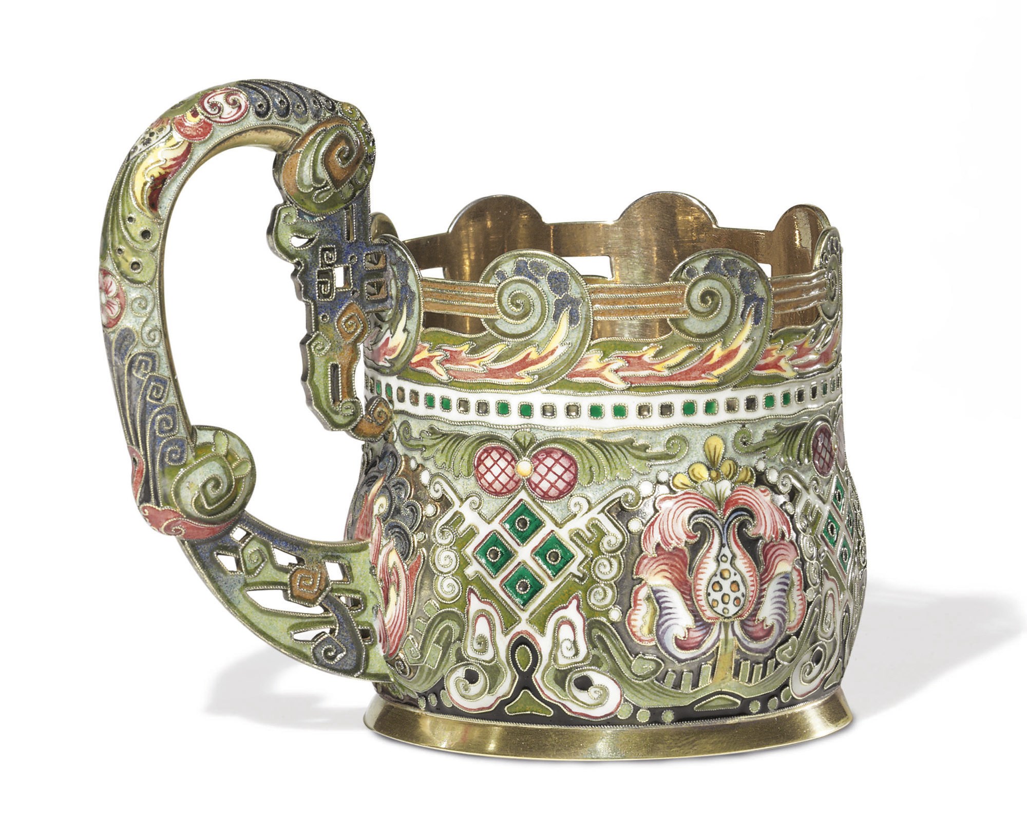 A Silver-Gilt and Cloisonné Enamel Tea Glass Holder