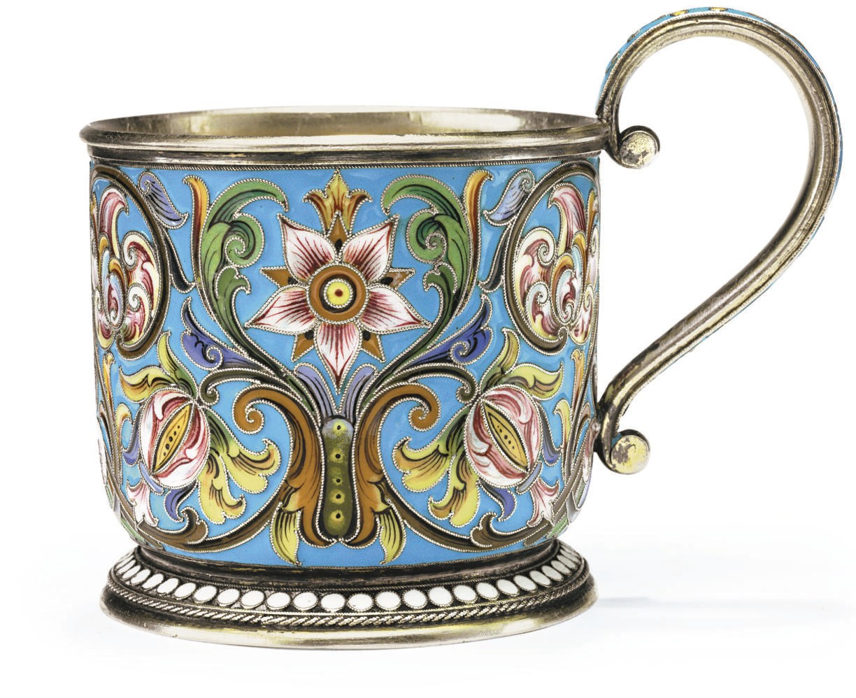 A Silver-Gilt and Cloisonné Enamel Tea Glass Holder