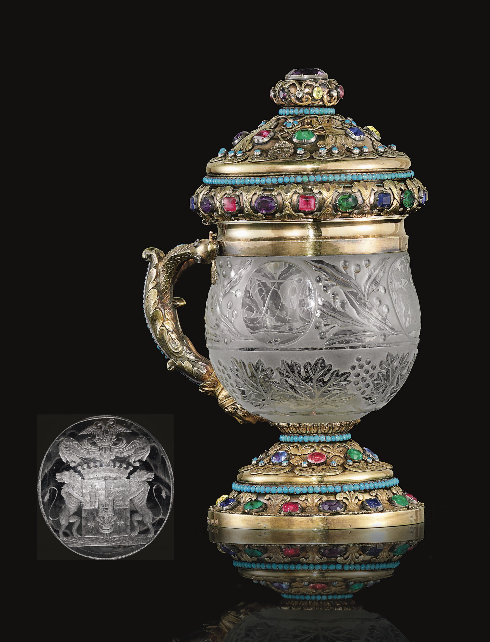 A Silver-Gilt Mounted Glass Tankard