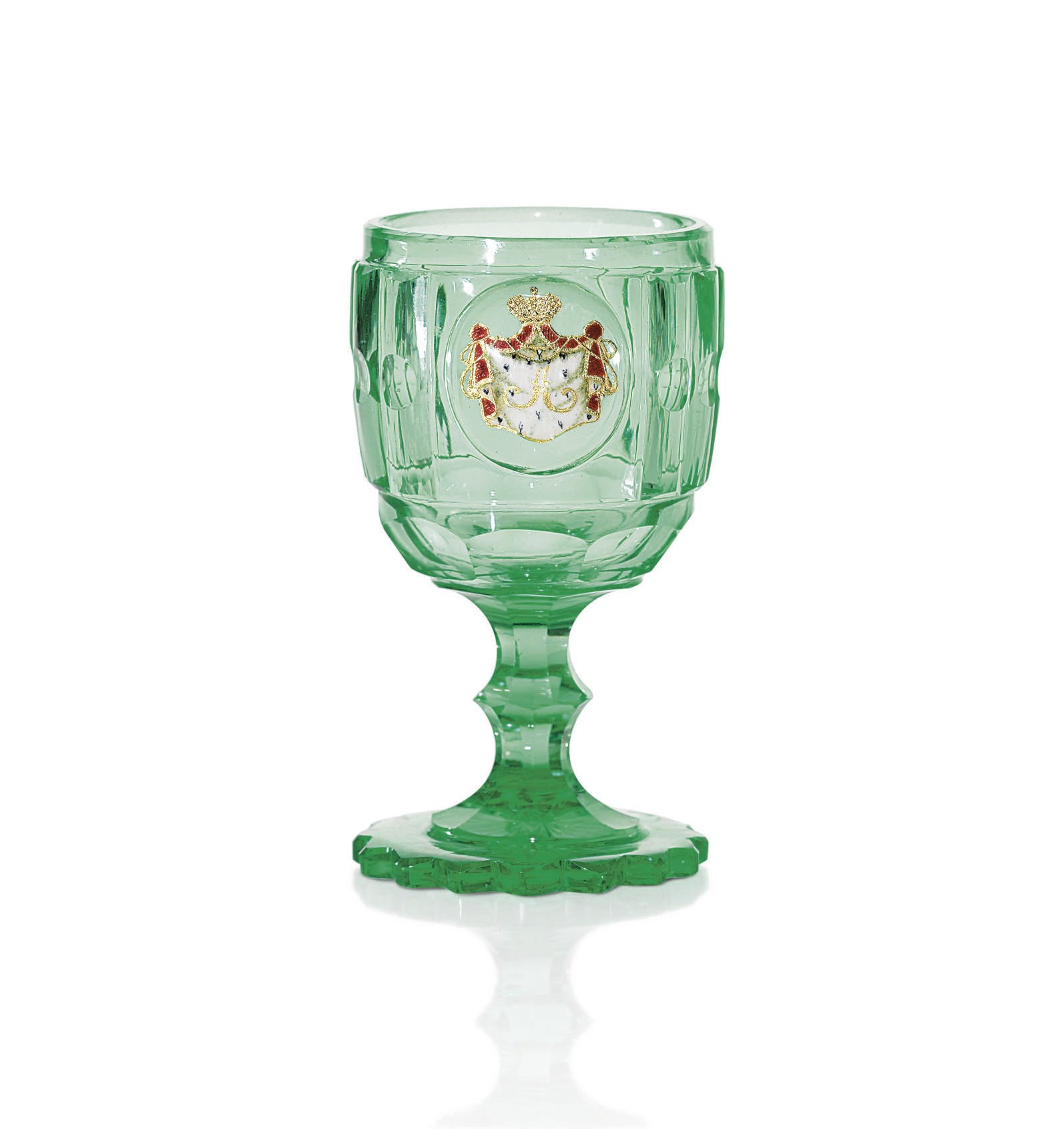 A Green Glass Goblet from a Banquet Service