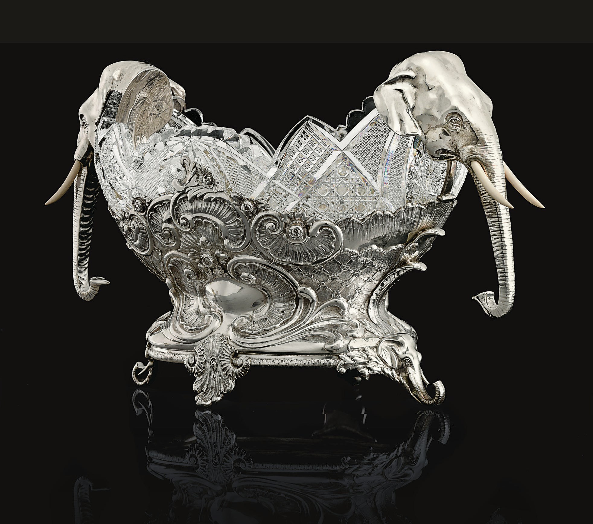 A Silver-Mounted Cut Glass Centerpiece